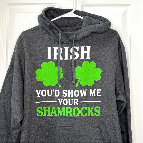 ⭐️ Irish You'd Show Me Your Shamrocks St. Patrick's Day Pullover Hoodie LARGE - Picture 4 of 10